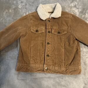Toughskins Boys Brown Corduroy jacket sherpa lining Size 5 Exc. Con'd